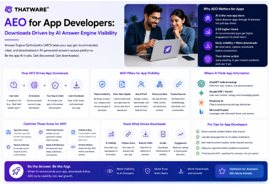 AEO for App Developers: Downloads Driven by AI Answer Engine Visibility
